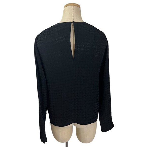 & Other Stories women's blouse 6 black long sleeve houndstooth keyhole back - Picture 9 of 9